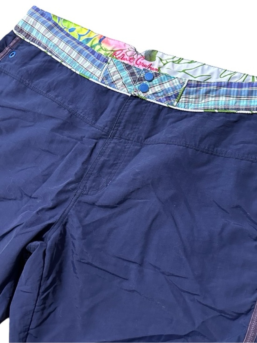 Robert Graham Men’s Size 38 Navy Blue Lined Swim Trunks Shorts